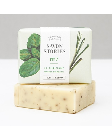 N°7 BASIL HERBS COOKS BAR SOAP with lemongrass, basil & rosemary: Savon Stories