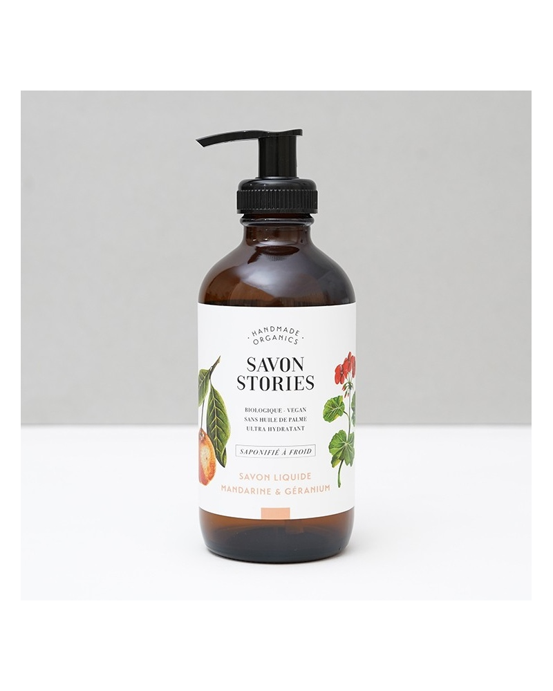 "MANDARINE & GÉRANIUM" savon liquide bio relaxant, antioxydant et équilibrant: Savon Stories