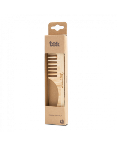 Comb with wide teeth and handle in natural wood: Tek
