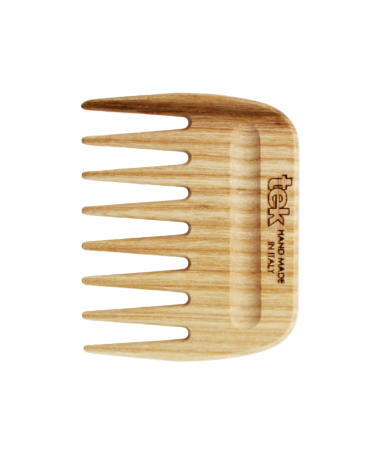 Pic comb for curly and wavy hair in natural wood: Tek