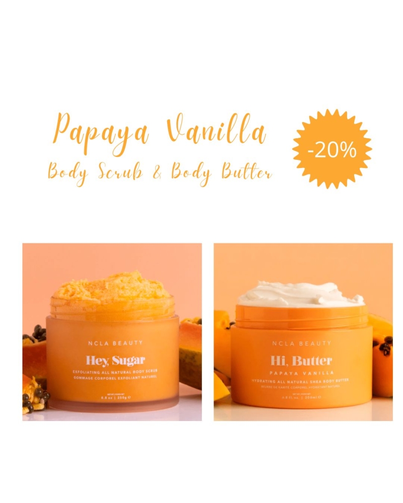 PACK 20% PAPAYA VANILLA, body scrub & body butter: NCLA Beauty