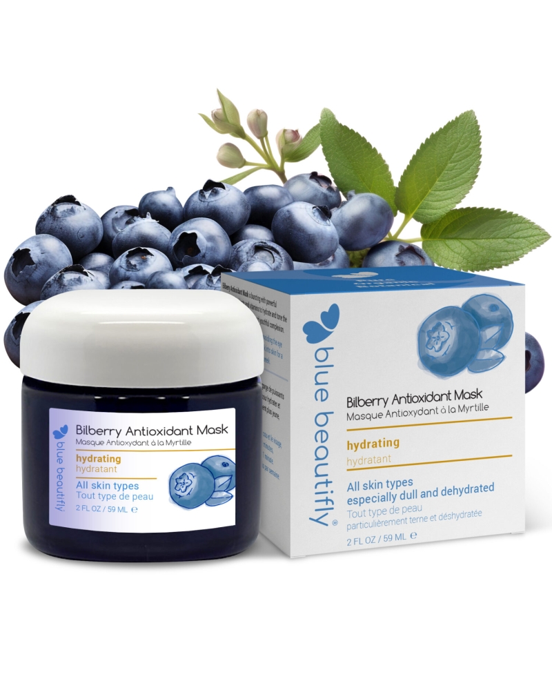 blue beautifly bilberry antioxydant mask masque hydratant visage aux myrtilles