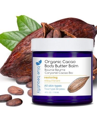 blue beautifly cacao body butter balm baume corps au cacao